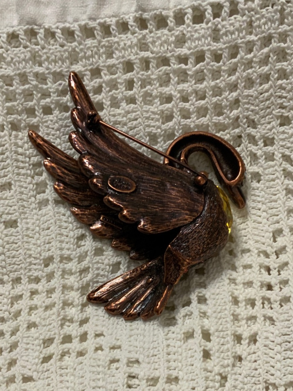 Joan Rivers Copper-Tone Swan Pin - Picture 3 of 4